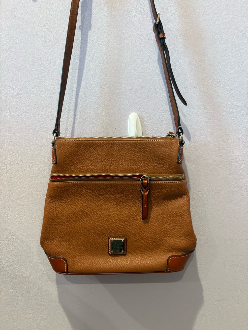 Dooney & Bourke Brown Leather Crossbody with Pebbled Texture